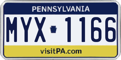 PA license plate MYX1166