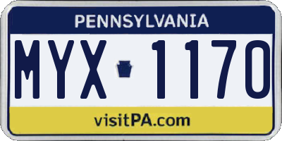 PA license plate MYX1170