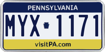 PA license plate MYX1171