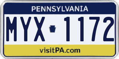 PA license plate MYX1172