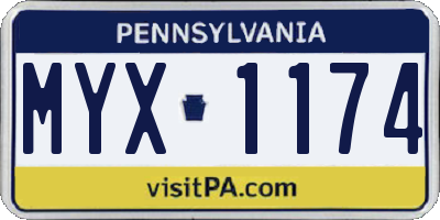 PA license plate MYX1174