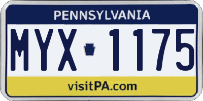 PA license plate MYX1175
