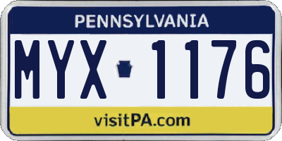 PA license plate MYX1176