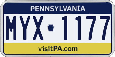 PA license plate MYX1177