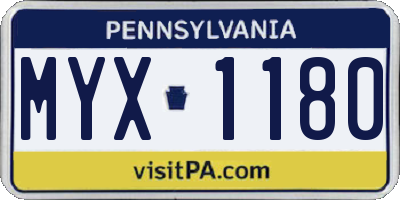 PA license plate MYX1180