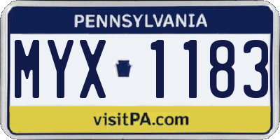 PA license plate MYX1183