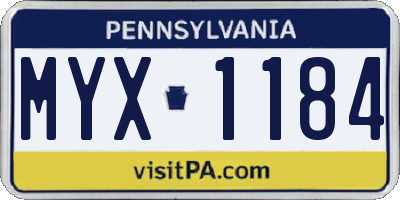 PA license plate MYX1184
