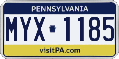PA license plate MYX1185
