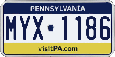 PA license plate MYX1186