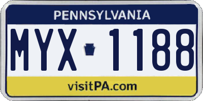 PA license plate MYX1188