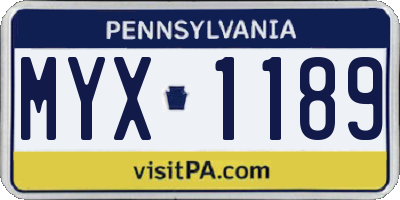 PA license plate MYX1189