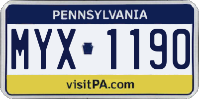 PA license plate MYX1190