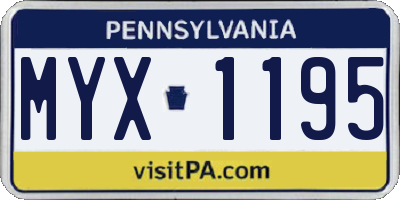 PA license plate MYX1195