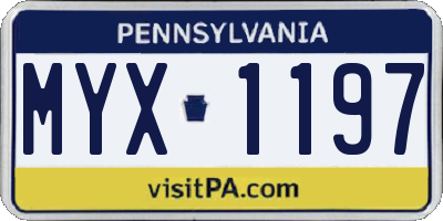 PA license plate MYX1197