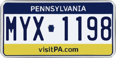 PA license plate MYX1198