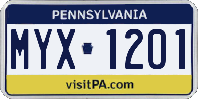PA license plate MYX1201