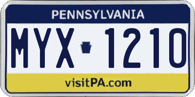 PA license plate MYX1210