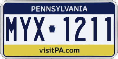 PA license plate MYX1211