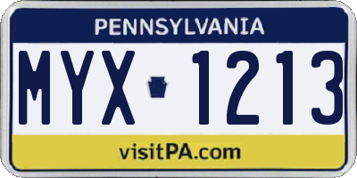 PA license plate MYX1213