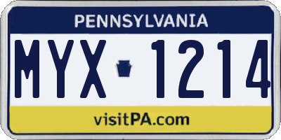 PA license plate MYX1214