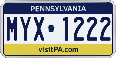 PA license plate MYX1222