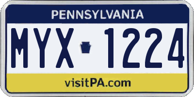 PA license plate MYX1224
