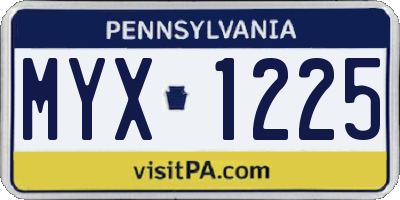 PA license plate MYX1225