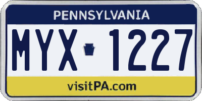 PA license plate MYX1227
