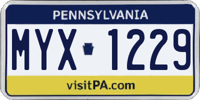 PA license plate MYX1229