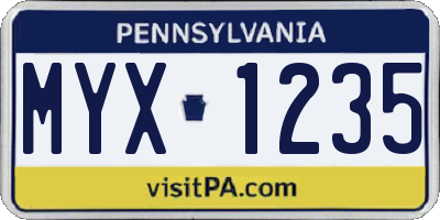 PA license plate MYX1235