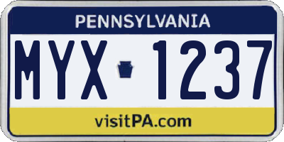 PA license plate MYX1237