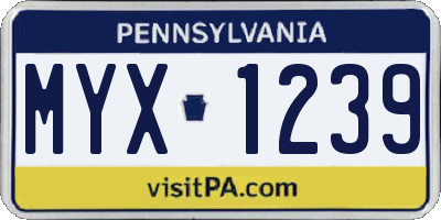PA license plate MYX1239