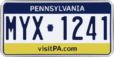 PA license plate MYX1241