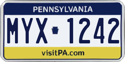 PA license plate MYX1242