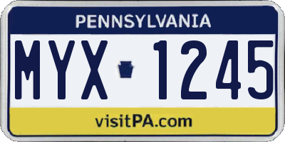 PA license plate MYX1245