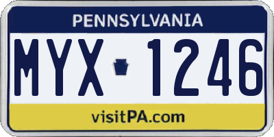 PA license plate MYX1246