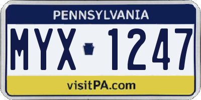 PA license plate MYX1247