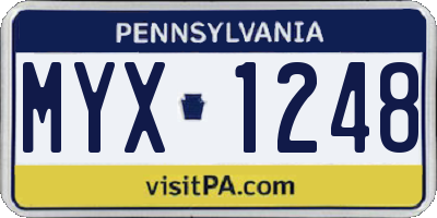 PA license plate MYX1248