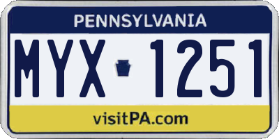 PA license plate MYX1251