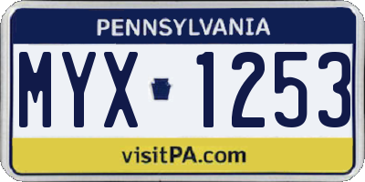 PA license plate MYX1253