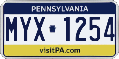 PA license plate MYX1254
