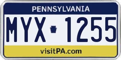 PA license plate MYX1255