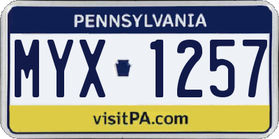 PA license plate MYX1257