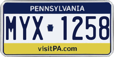 PA license plate MYX1258