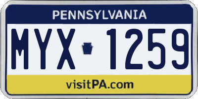 PA license plate MYX1259