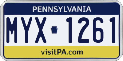PA license plate MYX1261