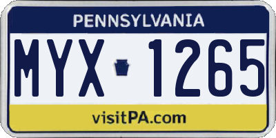 PA license plate MYX1265