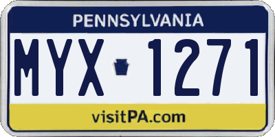 PA license plate MYX1271
