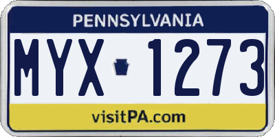 PA license plate MYX1273