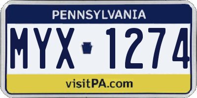 PA license plate MYX1274